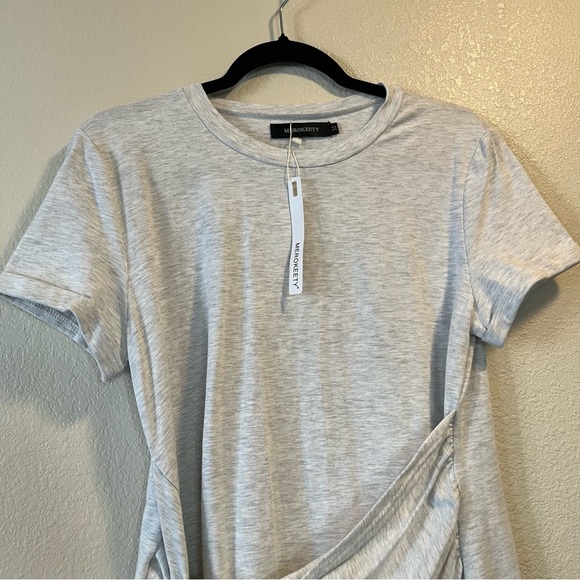 MEROKEETY SHORT SLEEVE RUCHED BODYCON T-SHIRT DRESS - Size Medium - NWT - Picture 2 of 13
